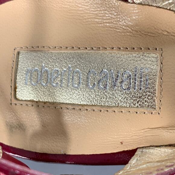 ROBERTO CAVALLI Size 6 Pink Mixed Materials Patent Leather Platform Sandals - Picture 6 of 8